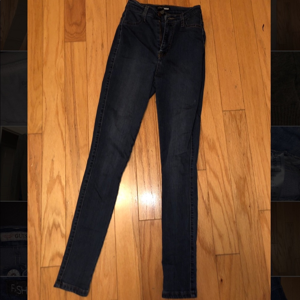 Fashion nova medium colored high waisted jeans.